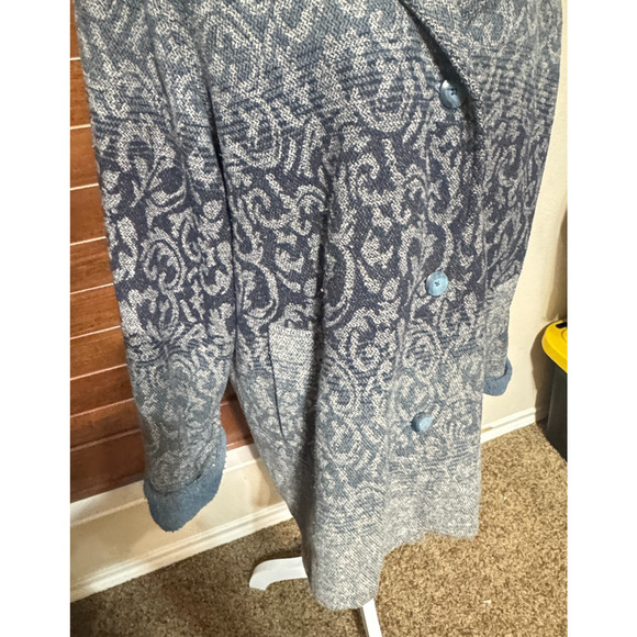 Vintage Mulberry Street Wool Coat Jacket Womens L Blue Tapestry button pockets - Picture 2 of 9